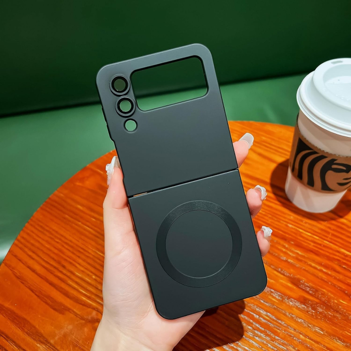 Husa de Protectie, , Compatibila cu Samsung Galaxy Z Flip5, Magsafe Pliabila, Incarcare Wireless, Negru [4]