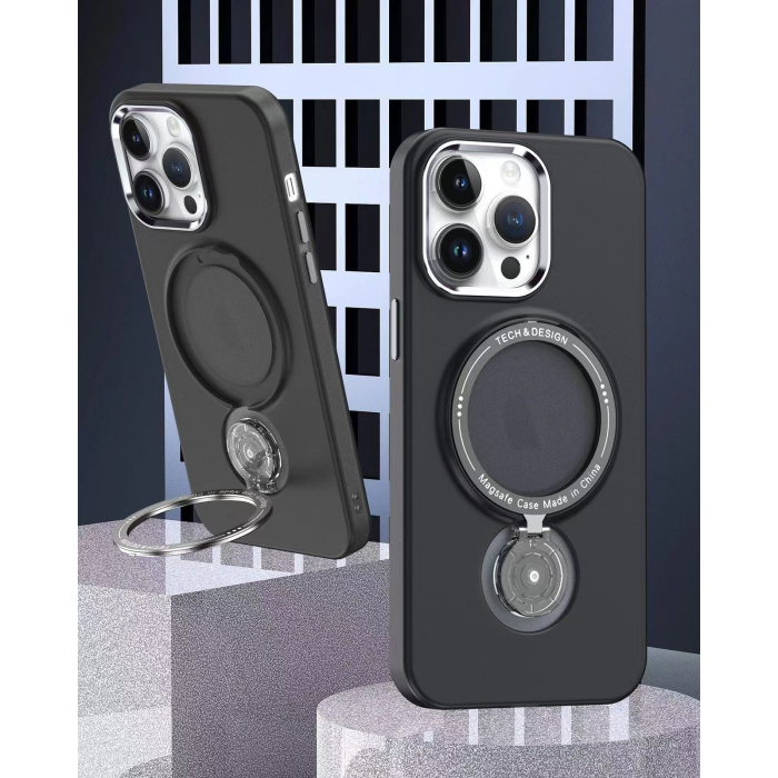 Husa de protectie , cu incarcare Wireless, Tehnologie Magsafe, TPU, Inel magnetic rotativ cu functie de suport, pentru Samsung Galaxy S23 , Negru [2]