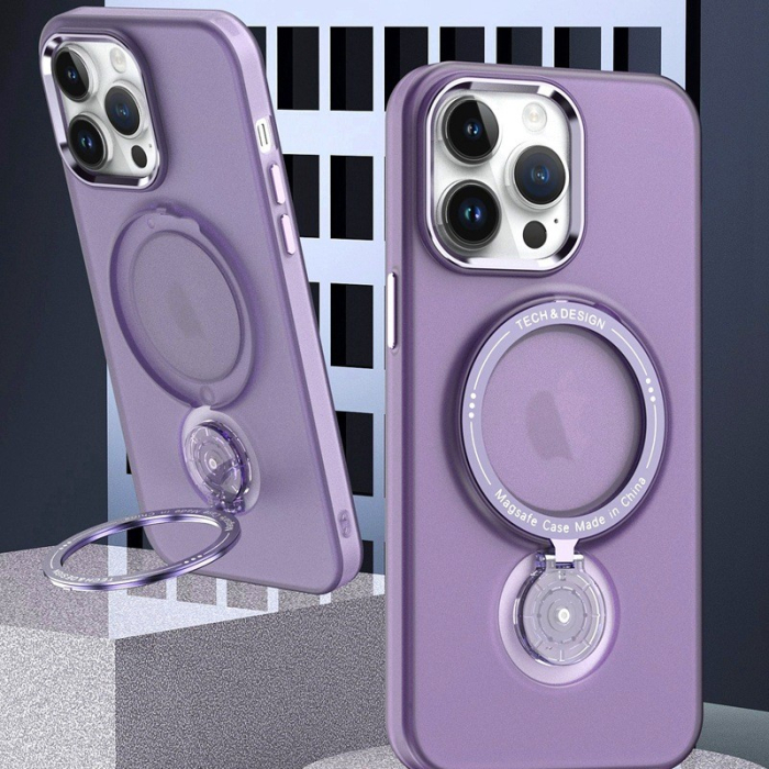 Husa de protectie , cu incarcare Wireless, Tehnologie Magsafe, TPU, Inel magnetic rotativ cu functie de suport, pentru Samsung Galaxy S23 Plus , Mov [2]