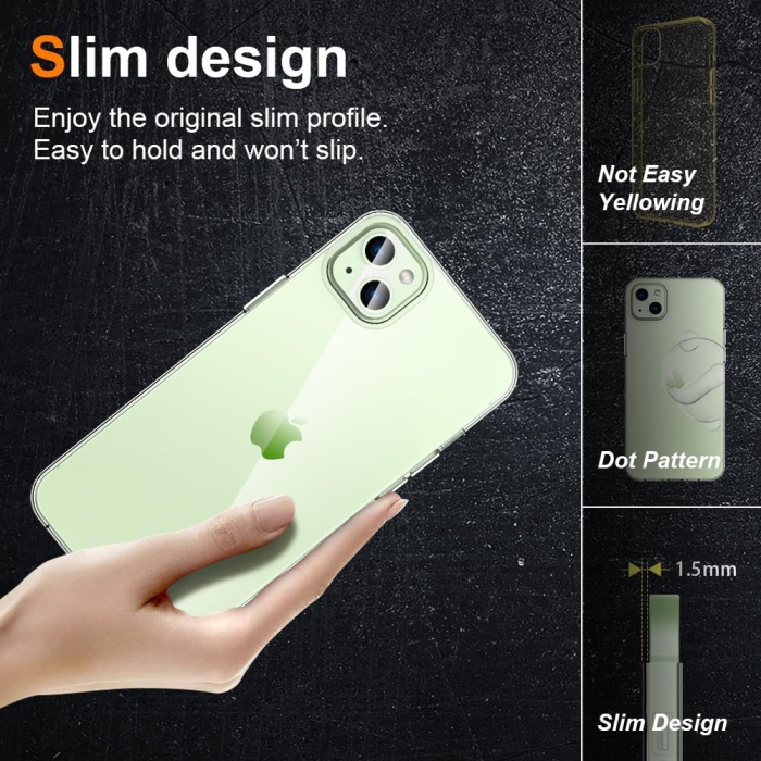 Husa de Protectie din Silicon, pentru Apple iPhone 15 Plus, PC, Antisoc, Rezistenta la Impact, Transparenta [4]