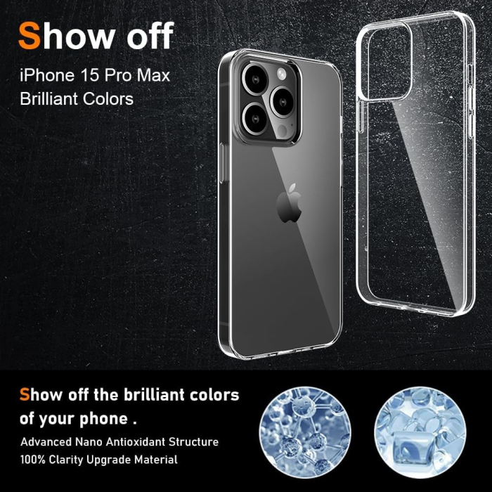 Husa de Protectie din Silicon, pentru Apple iPhone 15 Pro Max, PC, Antisoc, Rezistenta la Impact, Transparenta [5]