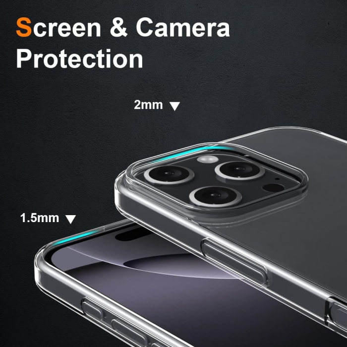 Husa de Protectie din Silicon, pentru Apple iPhone 16 Pro Max, PC, Antisoc, Rezistenta la Impact, Transparenta [4]