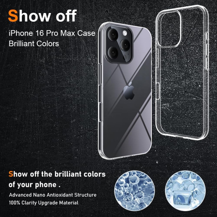 Husa de Protectie din Silicon, pentru Apple iPhone 16 Pro Max, PC, Antisoc, Rezistenta la Impact, Transparenta [3]
