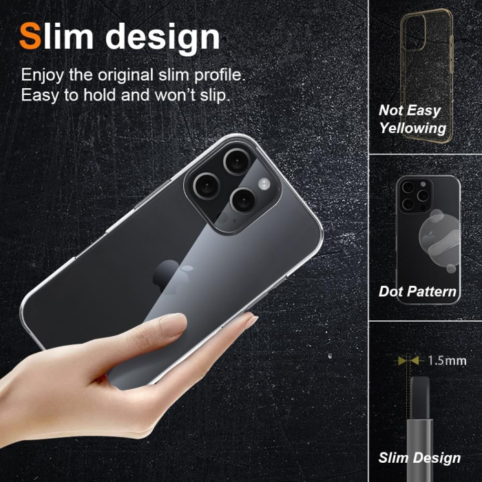 Husa de Protectie din Silicon, pentru Apple iPhone 16 Pro Max, PC, Antisoc, Rezistenta la Impact, Transparenta [5]