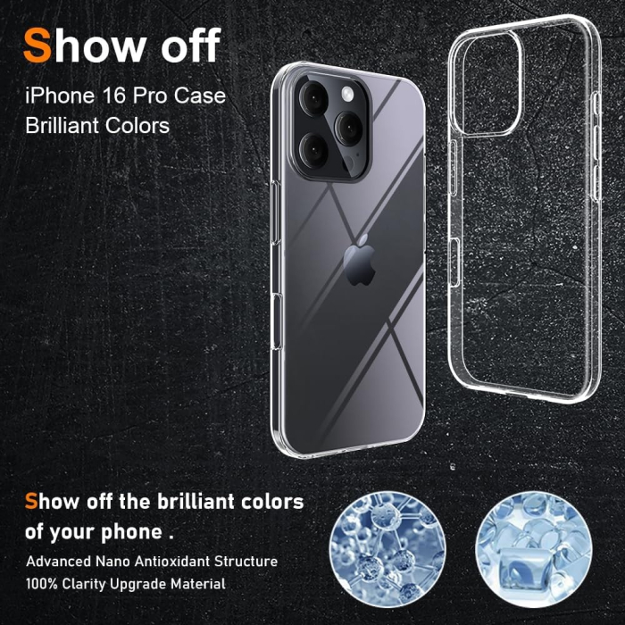 Husa de Protectie din Silicon, pentru Apple iPhone 16 Pro, PC, Antisoc, Rezistenta la Impact, Transparenta [2]