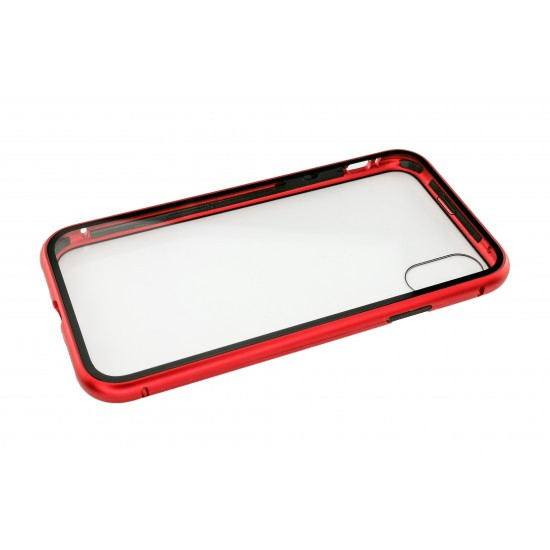 Husa de protectie Magnetic 360, Folie sticla inclusa, pentru Apple iPhone X, Rosu [4]