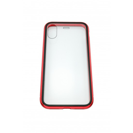 Husa de protectie Magnetic 360, Folie sticla inclusa, pentru Apple iPhone X, Rosu [3]