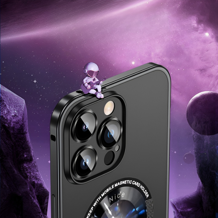 Husa de Protectie MagSafe Compatibila cu iPhone 15 Pro, , Carcasa din Metal, Incarcare Wireless, Acoperire Completa, Protectie Camera, Antisoc, Antizgariere, Antialunecare, Negru Metalizat [8]