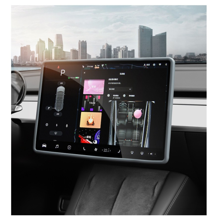 Husa de Protectie Margini Ecran Frontal Tesla, Flipp, Compatibil cu Tesla Model 3/Y, din TPE, Gri [7]