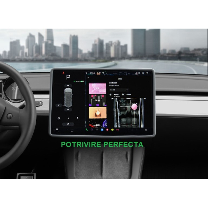 Husa de Protectie Margini Ecran Frontal Tesla, Flipp, Compatibil cu Tesla Model 3/Y, din TPE, Gri [6]