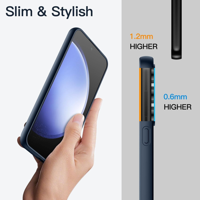 Husa de Protectie Matte TPU, , pentru Samsung Galaxy S23 FE 5G, Protectie Camera, Antisoc, Antizgariere, Antialunecare, Acoperire Completa, Albastru [5]