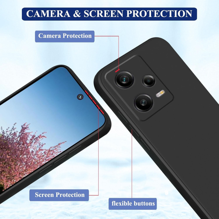 Husa de Protectie Matte TPU, , pentru Xiaomi Redmi 12 Pro, Protectie Camera, Antisoc, Antizgariere, Antialunecare, Acoperire Completa, Negru [3]
