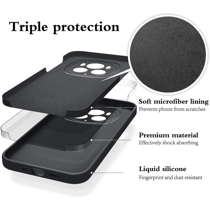 Husa de Protectie, , pentru Honor Magic 6 Pro, Liquid Silicone, cu Microfibra pe Interior, Protectie Antisoc, Compatibil Incarcare Wireless, Negru [4]
