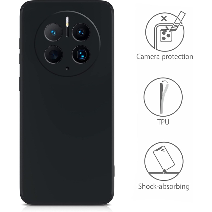 Husa de Protectie, , pentru Huawei Mate 50 Pro, Liquid Silicone, cu Microfibra pe Interior, Protectie Antisoc, Compatibil Incarcare Wireless, Negru [4]