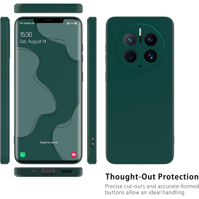 Husa de Protectie, , pentru Huawei Mate 50 Pro, Liquid Silicone, cu Microfibra pe Interior, Protectie Antisoc, Compatibil Incarcare Wireless, Verde [6]