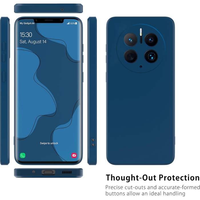 Husa de Protectie, , pentru Huawei Mate 60 Pro, Liquid Silicone, cu Microfibra pe Interior, Protectie Antisoc, Compatibil Incarcare Wireless, Albastru [3]