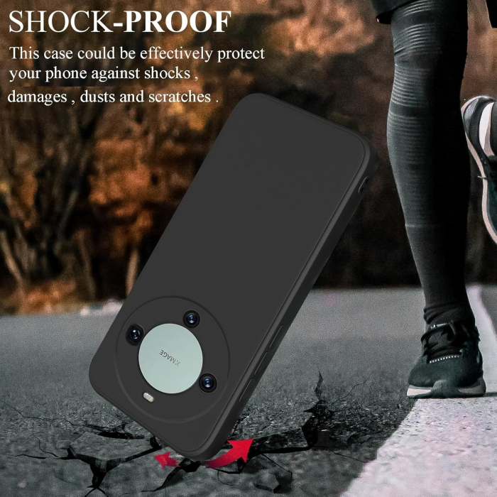 Husa de Protectie, , pentru Huawei Mate 60 Pro, Liquid Silicone, cu Microfibra pe Interior, Protectie Antisoc, Compatibil Incarcare Wireless, Negru [5]