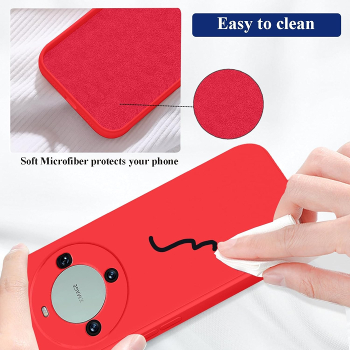 Husa de Protectie, , pentru Huawei Mate 60 Pro, Liquid Silicone, cu Microfibra pe Interior, Protectie Antisoc, Compatibil Incarcare Wireless, Rosu [4]