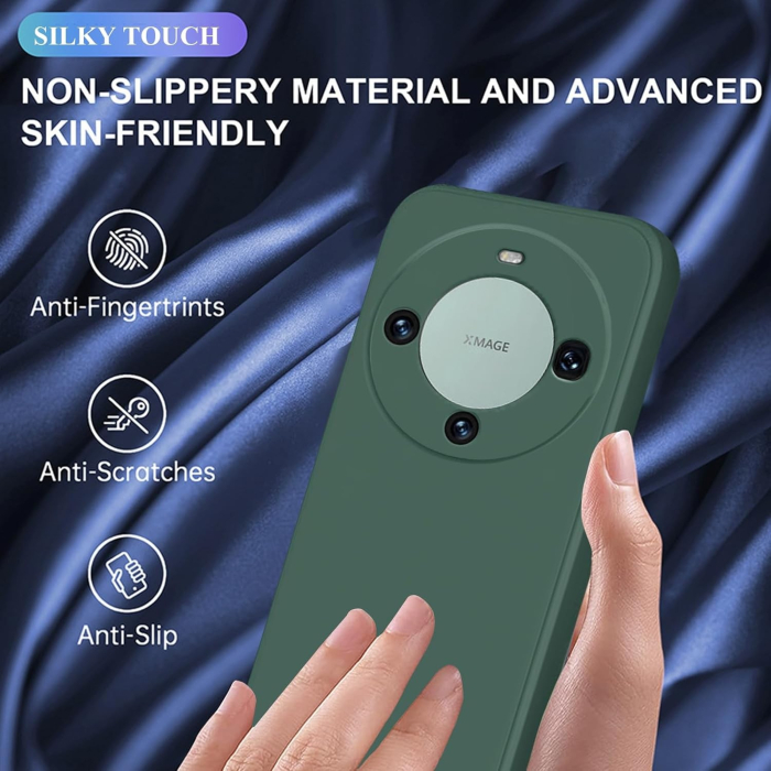 Husa de Protectie, , pentru Huawei Mate 60 Pro, Liquid Silicone, cu Microfibra pe Interior, Protectie Antisoc, Compatibil Incarcare Wireless, Verde [7]
