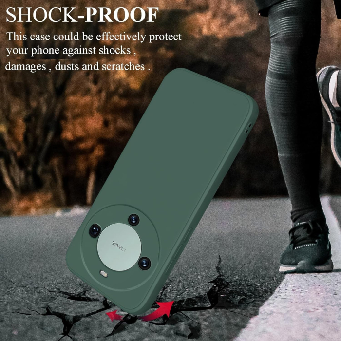 Husa de Protectie, , pentru Huawei Mate 60 Pro, Liquid Silicone, cu Microfibra pe Interior, Protectie Antisoc, Compatibil Incarcare Wireless, Verde [5]