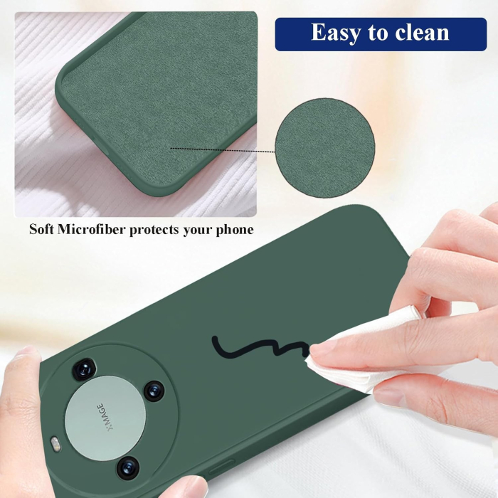 Husa de Protectie, , pentru Huawei Mate 60 Pro, Liquid Silicone, cu Microfibra pe Interior, Protectie Antisoc, Compatibil Incarcare Wireless, Verde [4]