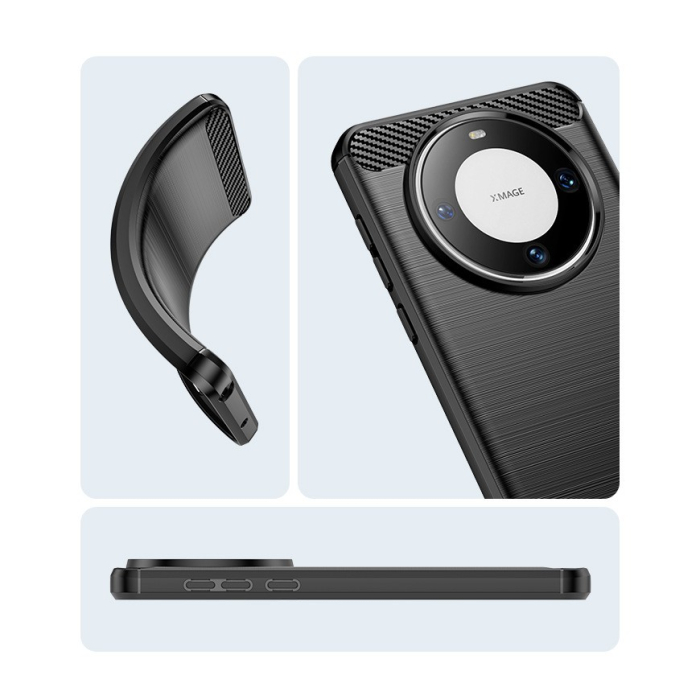 Husa de Protectie pentru Huawei Mate 60 Pro, , Protectie 360, din TPU cu element de Carbon, Anti Alunecare, 1.8 mm, Negru [4]