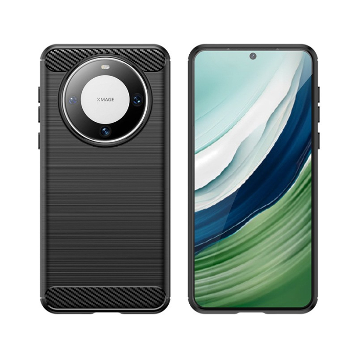 Husa de Protectie pentru Huawei Mate 60 Pro, , Protectie 360, din TPU cu element de Carbon, Anti Alunecare, 1.8 mm, Negru [2]