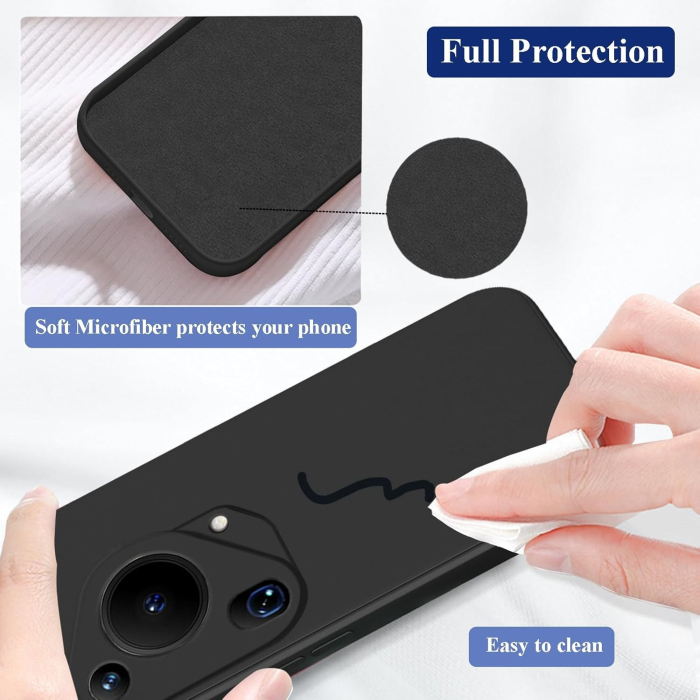Husa de Protectie, , pentru Huawei Pura 70, Liquid Silicone, cu Microfibra pe Interior, Protectie Antisoc, Compatibil Incarcare Wireless, Negru [6]