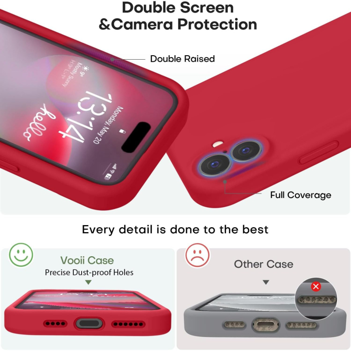 Husa de Protectie, , pentru iPhone 16 Plus, Liquid Silicone, cu Microfibra pe Interior, Protectie Antisoc, Compatibil Incarcare Wireless, Rosu [5]