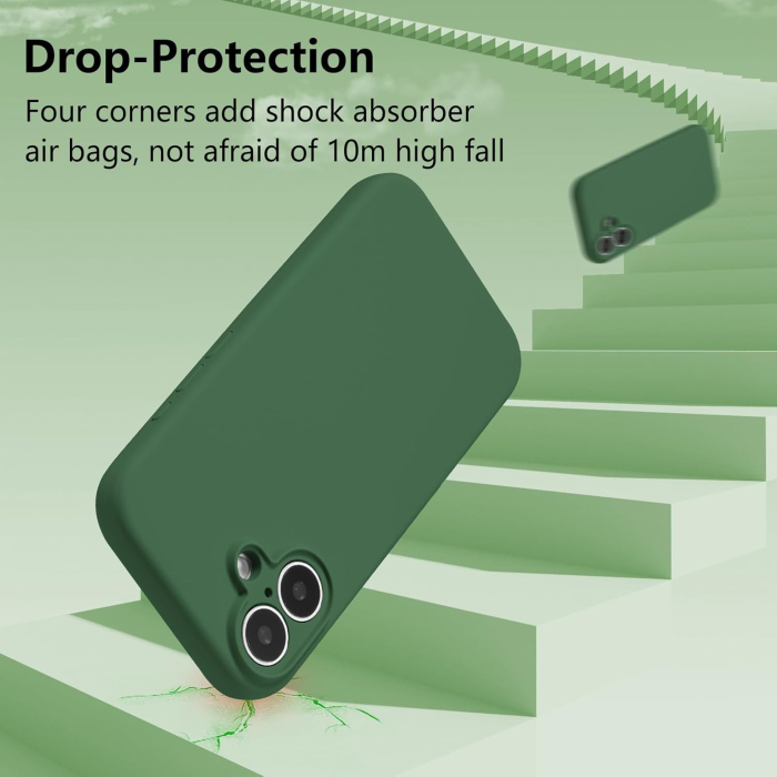 Husa de Protectie, , pentru iPhone 16 Plus, Liquid Silicone, cu Microfibra pe Interior, Protectie Antisoc, Compatibil Incarcare Wireless, Verde [3]
