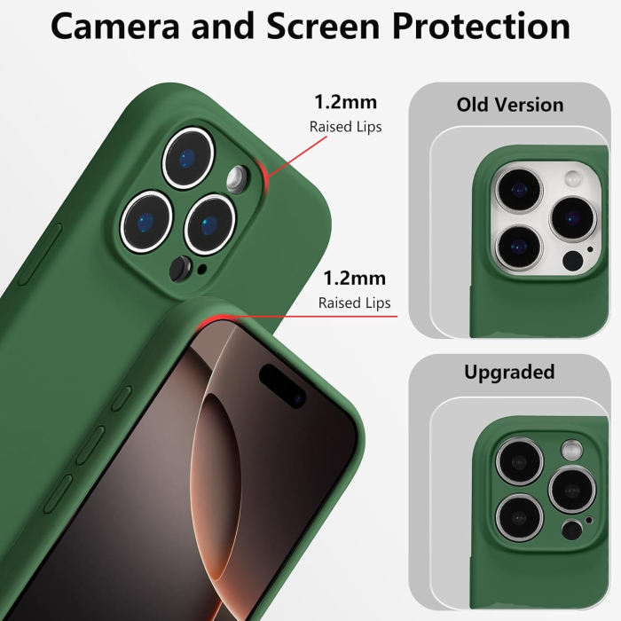 Husa de Protectie, , pentru iPhone 16 Pro, Liquid Silicone, cu Microfibra pe Interior, Protectie Antisoc, Compatibil Incarcare Wireless, Verde [4]