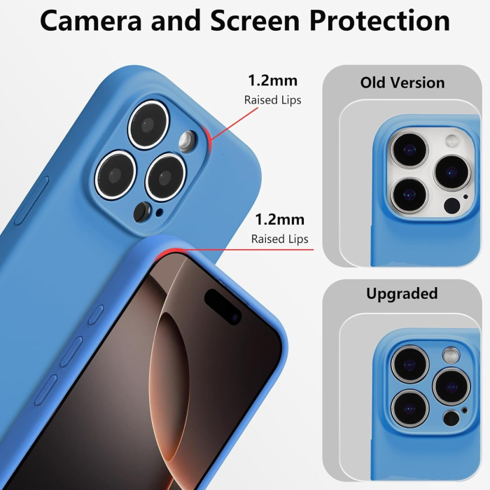 Husa de Protectie, , pentru iPhone 16 Pro Max, Liquid Silicone, cu Microfibra pe Interior, Protectie Antisoc, Compatibil Incarcare Wireless, Albastru [4]