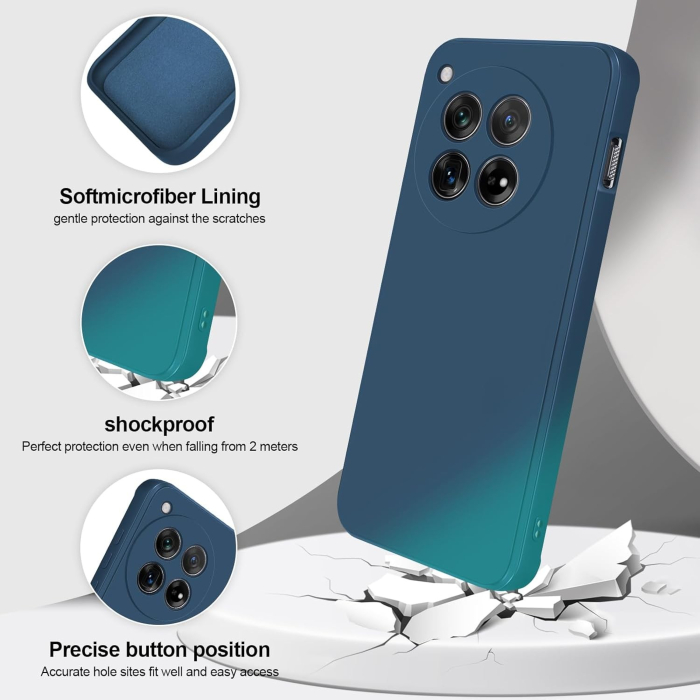 Husa de Protectie, , pentru OnePlus 12 5G, Liquid Silicone, cu Microfibra pe Interior, Protectie Antisoc, Compatibil Incarcare Wireless, Albastru [6]