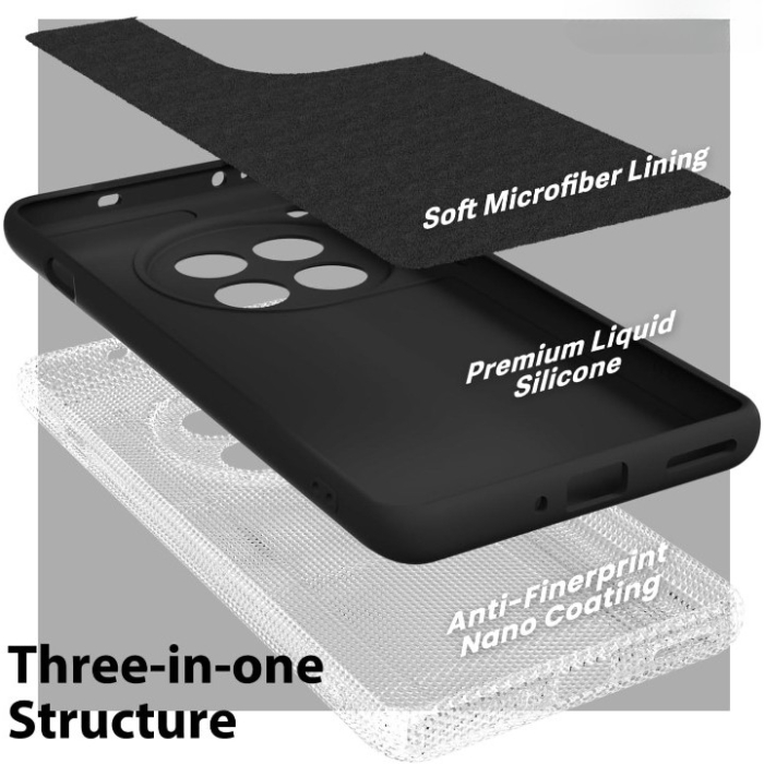Husa de Protectie, , pentru OnePlus 12 5G, Liquid Silicone, cu Microfibra pe Interior, Protectie Antisoc, Compatibil Incarcare Wireless, Negru [2]