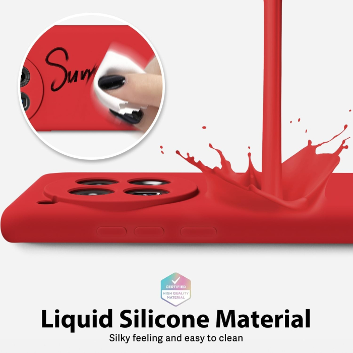 Husa de Protectie, , pentru OnePlus 12 5G, Liquid Silicone, cu Microfibra pe Interior, Protectie Antisoc, Compatibil Incarcare Wireless, Rosu [4]