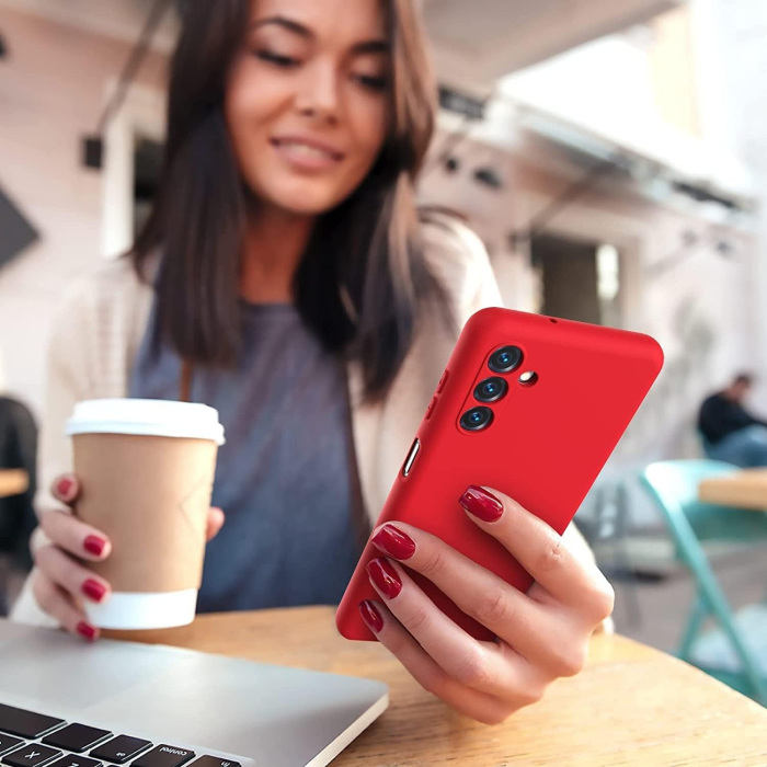 Husa de Protectie, , pentru Samsung Galaxy A35, Liquid Silicone, cu Microfibra pe Interior, Protectie Antisoc, Compatibil Incarcare Wireless, Rosu [2]