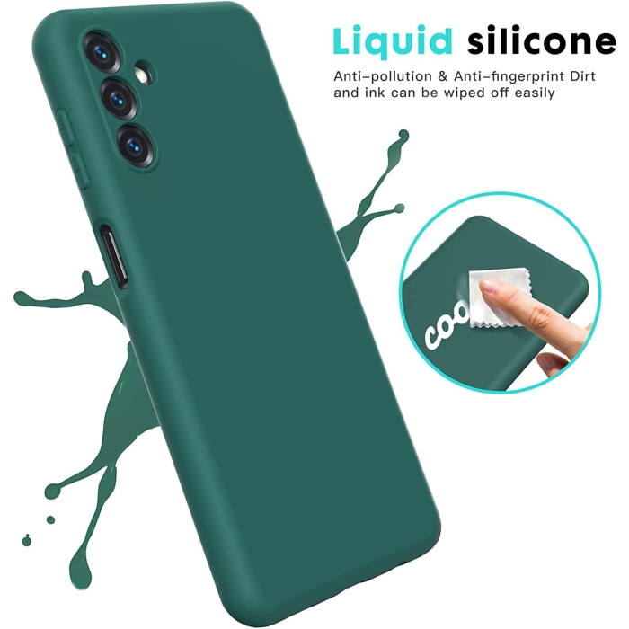 Husa de Protectie, , pentru Samsung Galaxy A55, Liquid Silicone, cu Microfibra pe Interior, Protectie Antisoc, Compatibil Incarcare Wireless, Verde [3]