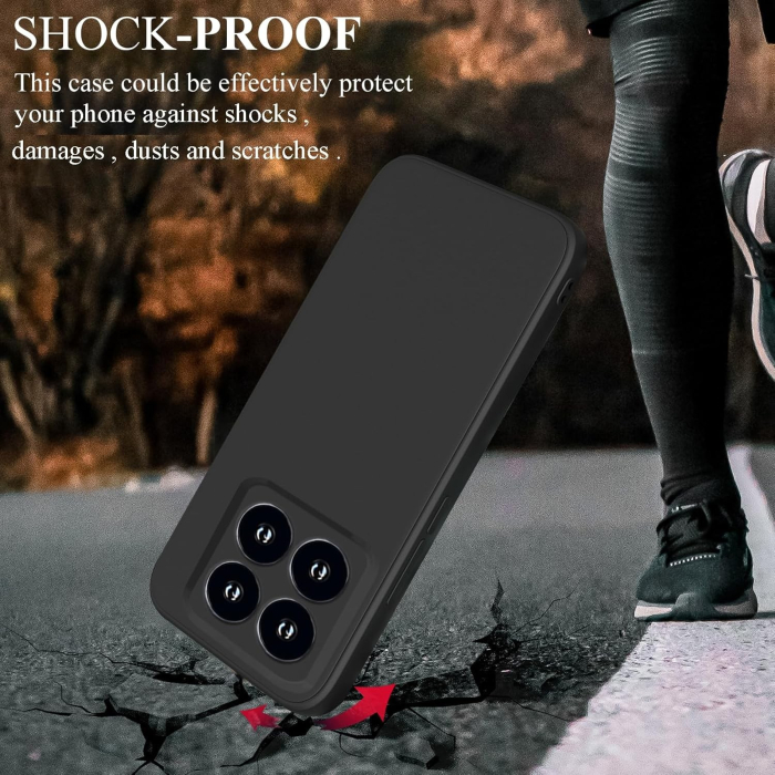 Husa de Protectie, , pentru Xiaomi 14, Liquid Silicone, cu Microfibra pe Interior, Protectie Antisoc, Compatibil Incarcare Wireless, Negru [5]