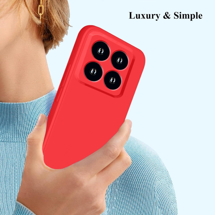 Husa de Protectie, , pentru Xiaomi 14, Liquid Silicone, cu Microfibra pe Interior, Protectie Antisoc, Compatibil Incarcare Wireless, Rosu [3]