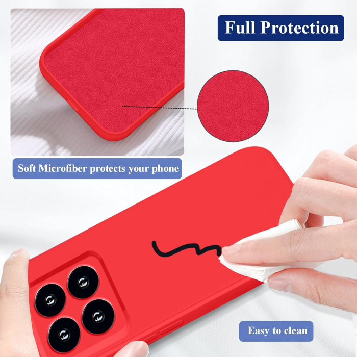 Husa de Protectie, , pentru Xiaomi 14, Liquid Silicone, cu Microfibra pe Interior, Protectie Antisoc, Compatibil Incarcare Wireless, Rosu [4]