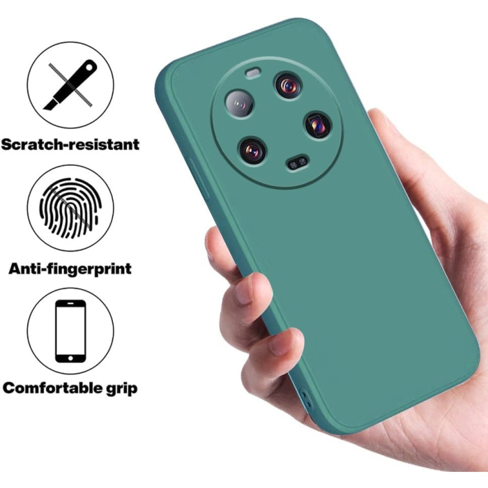 Husa de Protectie, , pentru Xiaomi 14 Ultra, Liquid Silicone, cu Microfibra pe Interior, Protectie Antisoc, Compatibil Incarcare Wireless, Verde [5]
