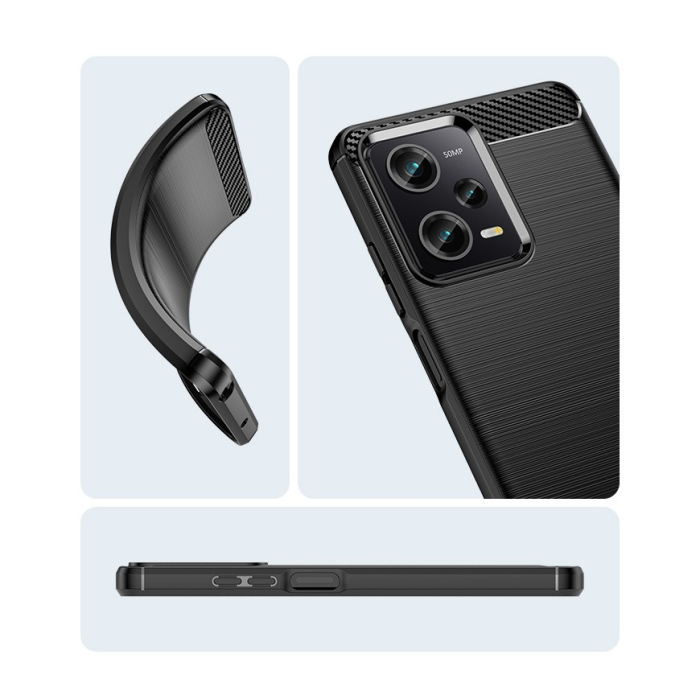 Husa de Protectie pentru Xiaomi Redmi 12 Pro, , Protectie 360, din TPU cu element de Carbon, Anti Alunecare, 1.8 mm, Negru [5]