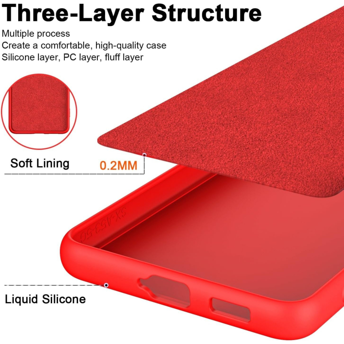 Husa de Protectie, , pentru Xiaomi Redmi 13T, Liquid Silicone, cu Microfibra pe Interior, Protectie Antisoc, Compatibil Incarcare Wireless, Rosu [3]