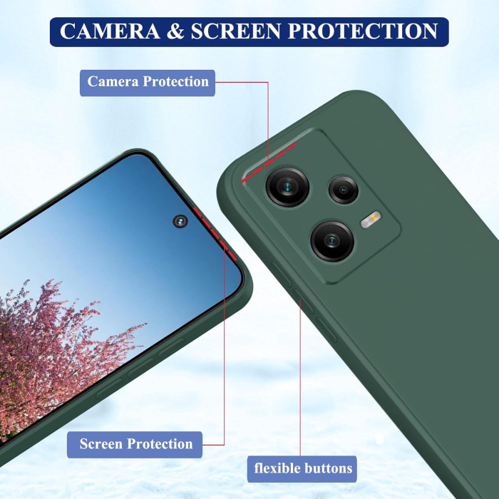 Husa de Protectie, , pentru Xiaomi Redmi Note 12 Pro 5G, Liquid Silicone, cu Microfibra pe Interior, Protectie Antisoc, Compatibil Incarcare Wireless, Verde [6]