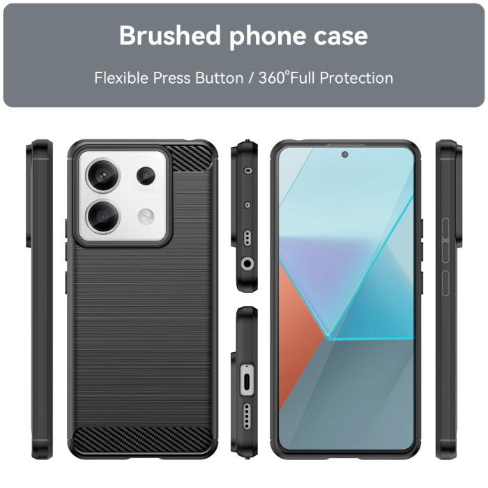 Husa de Protectie pentru Xiaomi Redmi Note 13 5G, , Protectie 360, din TPU cu element de Carbon, Anti Alunecare, 1.8 mm, Negru [8]