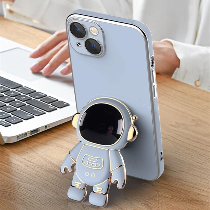 Husa de Protectie TPU 2in1, , pentru Apple iPhone 14, Astronaut cu Suport, Antisoc, Rezistenta la Impact, Protectie Camera, Albastru [6]
