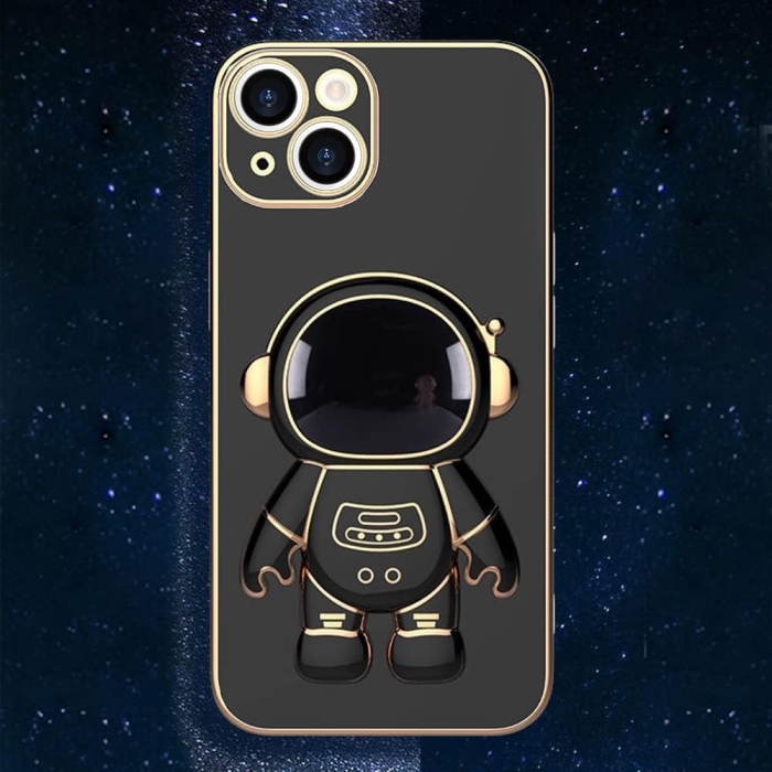 Husa de Protectie TPU 2in1, , pentru Apple iPhone 14, Astronaut cu Suport, Antisoc, Rezistenta la Impact, Protectie Camera, Negru [4]