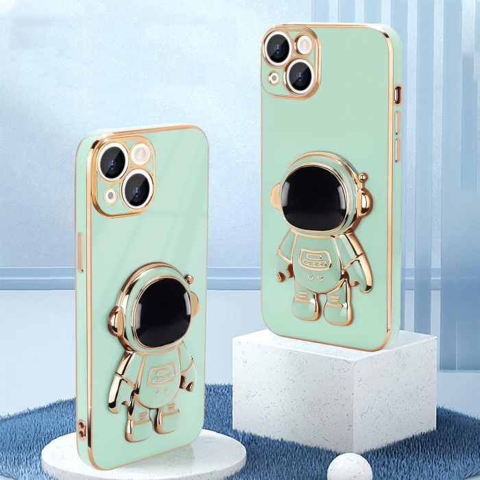 Husa de Protectie TPU 2in1, , pentru Apple iPhone 14, Astronaut cu Suport, Antisoc, Rezistenta la Impact, Protectie Camera, Verde [5]