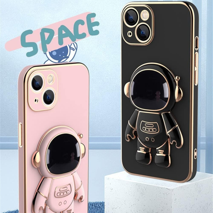 Husa de Protectie TPU 2in1, , pentru Apple iPhone 15 Plus, Astronaut cu Suport, Antisoc, Rezistenta la Impact, Protectie Camera, Negru [9]