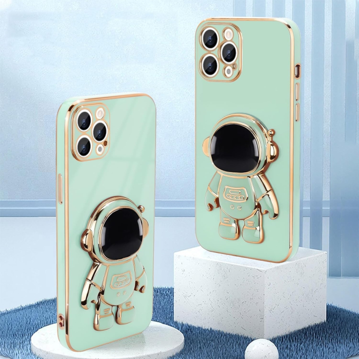 Husa de Protectie TPU 2in1, , pentru Apple iPhone 15 Pro Max, Astronaut cu Suport, Antisoc, Rezistenta la Impact, Protectie Camera, Verde [5]